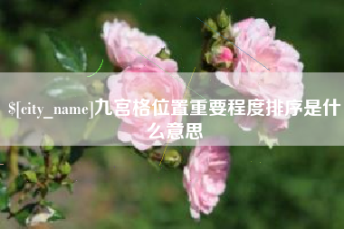 石家庄九宫格位置重要程度排序是什么意思
